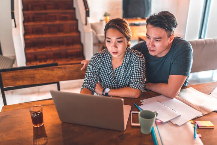 Couple managing debt